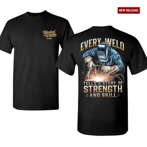 Every Weld Tells a Story T-Shirt, Welder Strength and Skill Graphic Tee, Welding Shop Blue Collar Welder Shirt, Metal Fabricator Welding Worker Tee