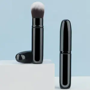 Mini Portable Makeup Brush with Retractable Design, Soft Hair Blush and Powder Brush, Thick Aluminum Tube Beauty Tool