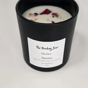 The Healing Bar Desire Intention Chakra Candle 9oz Ethically Sourced Healing Crystals Herbs Flowers for Chakra Balance
