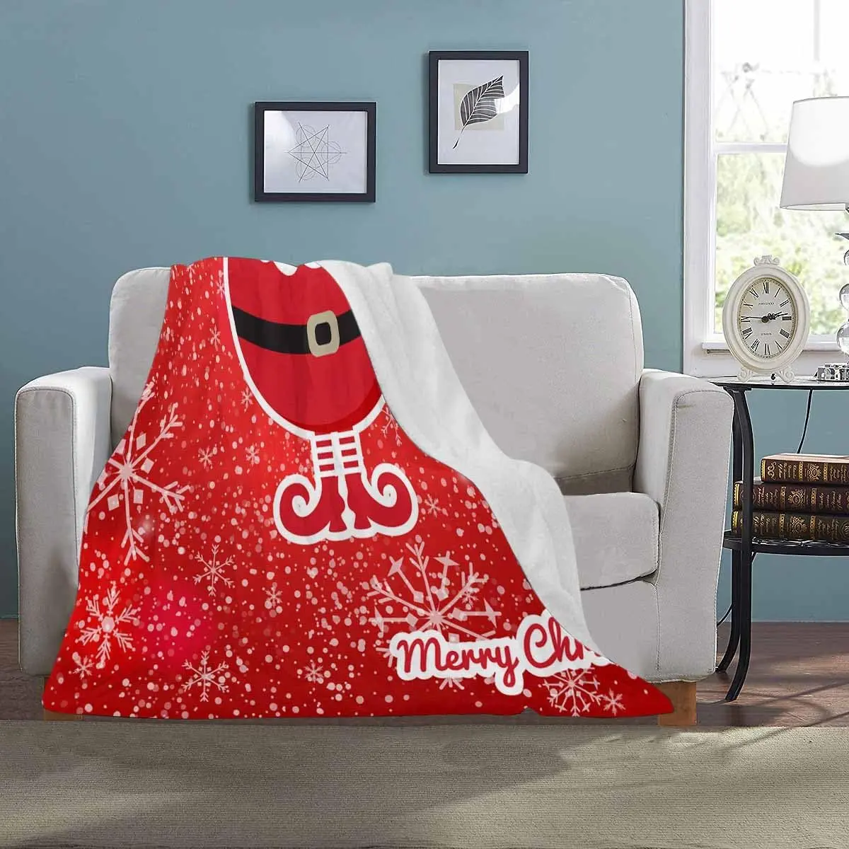 Fur Blanket Queen Cute Santa Claus Om Red Christmas Bedding Sherpa Blanket Queen Size Thick Warm Plu-sh Fleece Blanket for Bed, Sofa(Christmas-09,30"x40")