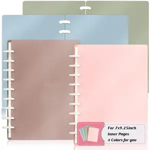 4 Set Classic Size Discbound Notebook Cover Plastic With 9 Disc Ever Pack for 7x9 Discbound Refills Discbound Planner Cover 9 Hole Arc Notebook System Accessories Work Meeting Office