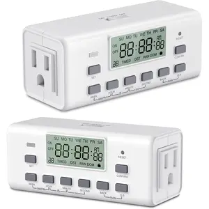 Digital Timer  - 2 Pack, 7 Day Programmable, 10 /Off Settings, 24-Hour & 7-Day Programmable Electric Plug Timer