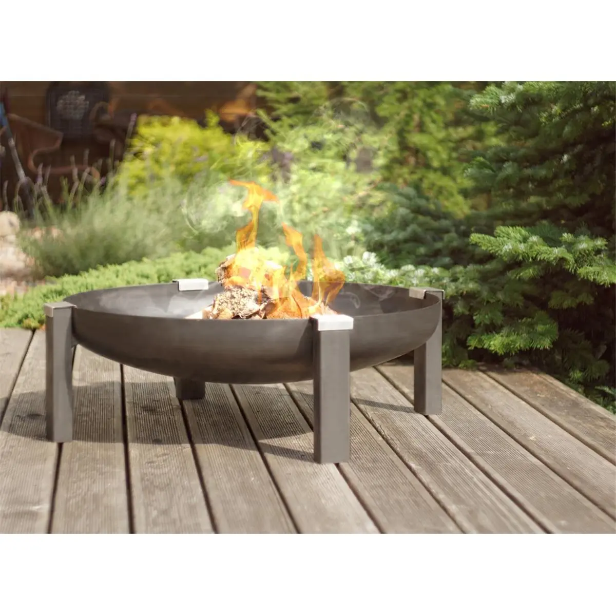 Curonian 79TILSIT Contemporary Metal Wood-Burning Outdoor Fire Pit, 13.8x31 in. Steel Fire Pit for Backyard Patio, Deck