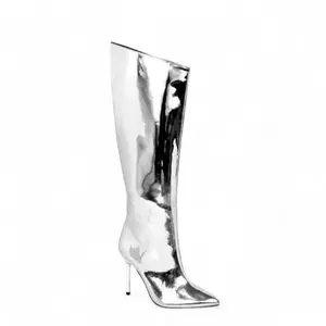 Silver Knee High Boots Metallic Frenzy Shoe Girl Footwear
