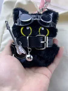 Cute Cat Design Keychain, Punk Style Plush Keychain for Women & Men, Fashion Accessories for Daily Use, Trendy All-match & Exquisite Keychain for Birthday Gift, Fuzzy Keychain