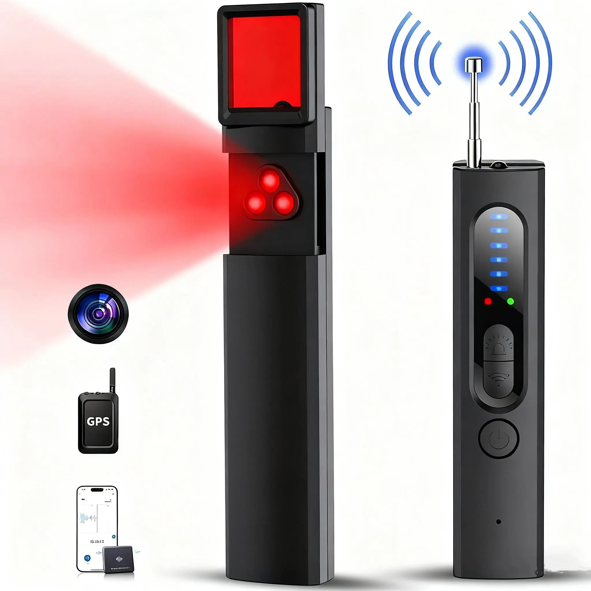 Hidden Camera Detectors, Anti Spy Detector, Bug Detector, GPS Detector, Camera Finder RF Scanner Device Detector for GPS Tracker Wireless Listening Device Detector, 5 Levels Sensitivity for Travel Hotel Office Bathroom