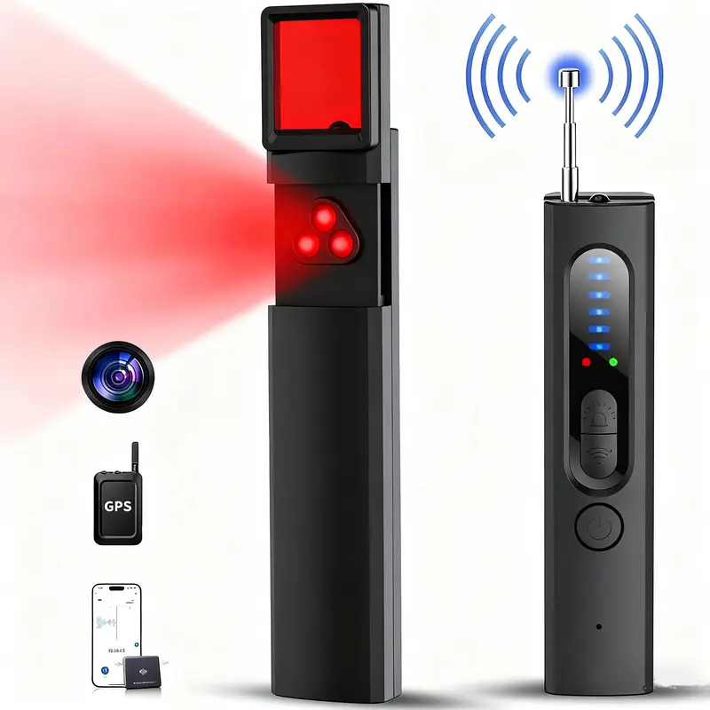 Lightweight Compact Handheld Multi-Sensor Hidden Camera Bug Detector - 1MHz-8GHz RF Audio Device Finder, 5-Level Adjustable Sensitivity, Safety Protection for Hotel Travel, GPS Tracker Locator