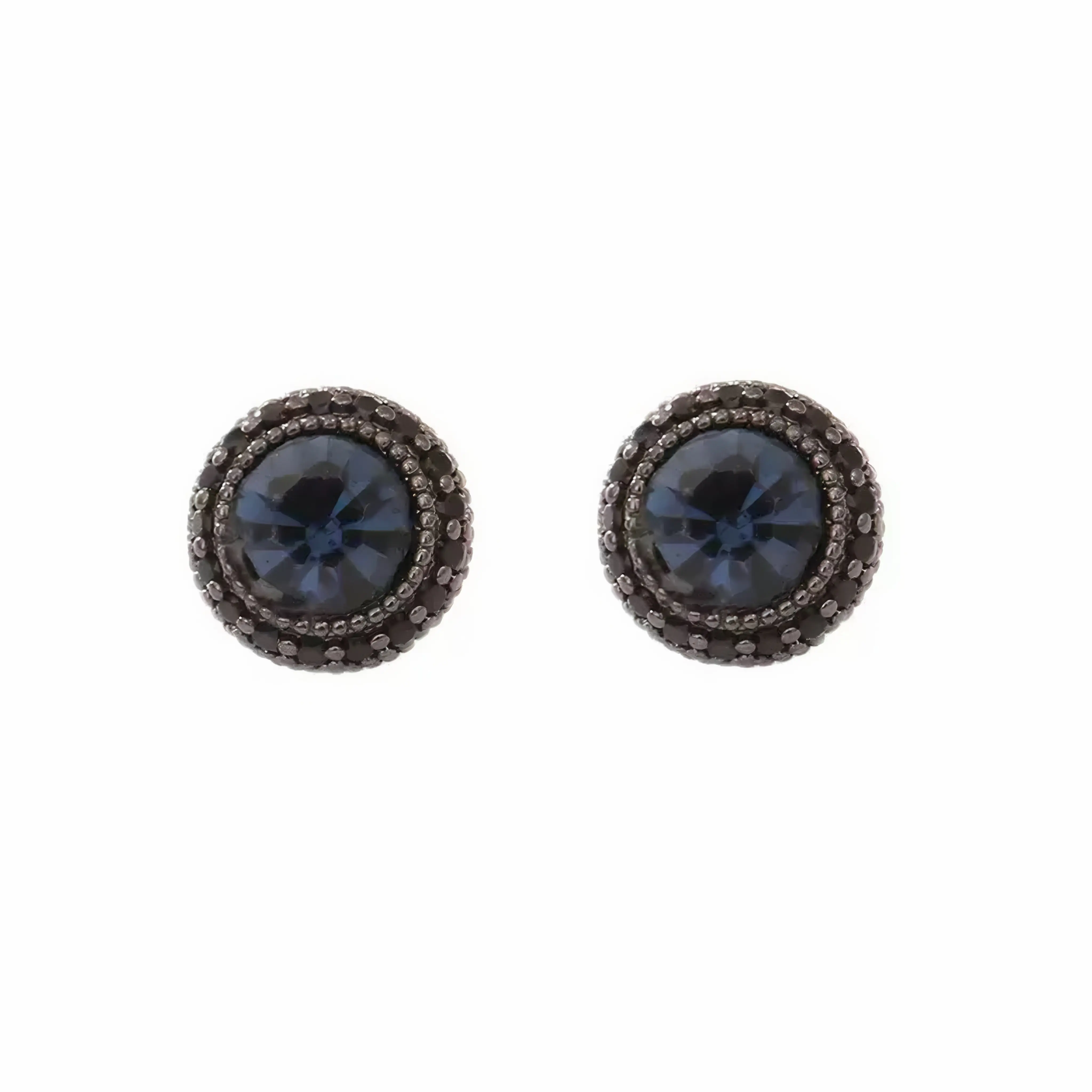Black Diamond Look Round CZ Stud Earrings for Men & Women | Gunmetal Iced Out Studs, Hypoallergenic Minimal Luxe Everyday Wear Jewelry