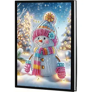 Diamond Snowman Notebook Painting Blank Adults Notebook, 8.26x5.78x0.35 Inch DIY Christmas Diamond Painting Diary Notes, Art Journal Sketchbook Kits for Woman, Man,Office, Study, Gift