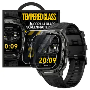 Carbinox Tempered Glass Screen Protector 2 Pack for Smartwatch Device High Transparency Anti-Scratch High Sensitivity Durability Crystal Protection