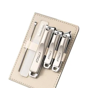 5 PCS Sharp Nail Clippers Set- Fingernail and Toenail Clippers, Angled Toenail Clipper, Nail File, Earpick, Gifts for Men& Women