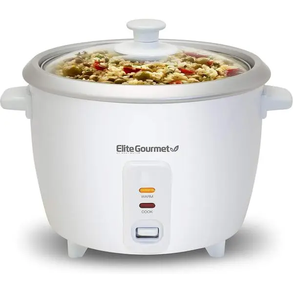 Elite Gourmet ERC-003 Rice Cooker, Keep Warm, White, 6 Cups Cooked | 3 Cups Uncooked - Also Makes Soups, Stews, Grains and Hot Cereals for Versatile One-Pot Meals