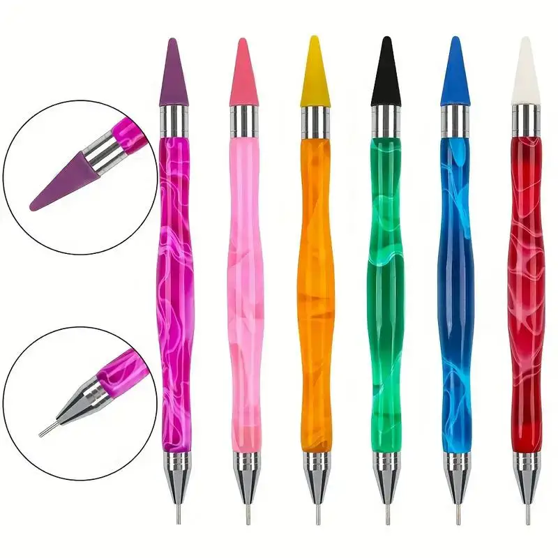 Random Color Dual-ended Diamond Art Dotting Pen for Christmas Gift, 1 Count Diamond Art Wax Pencil, DIY Diamond Art Accessories for Gifts