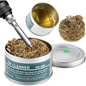 Soldering Iron Tip Cleaner with Rosin Flux - Copper Wire Balls in Aluminum Container, 65mm Diameter x 40mm Height