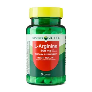 Spring Valley L-Arginine 500 mg Capsules for Heart & Circulation Support 50 Count Amino Acid Supplement for Adults