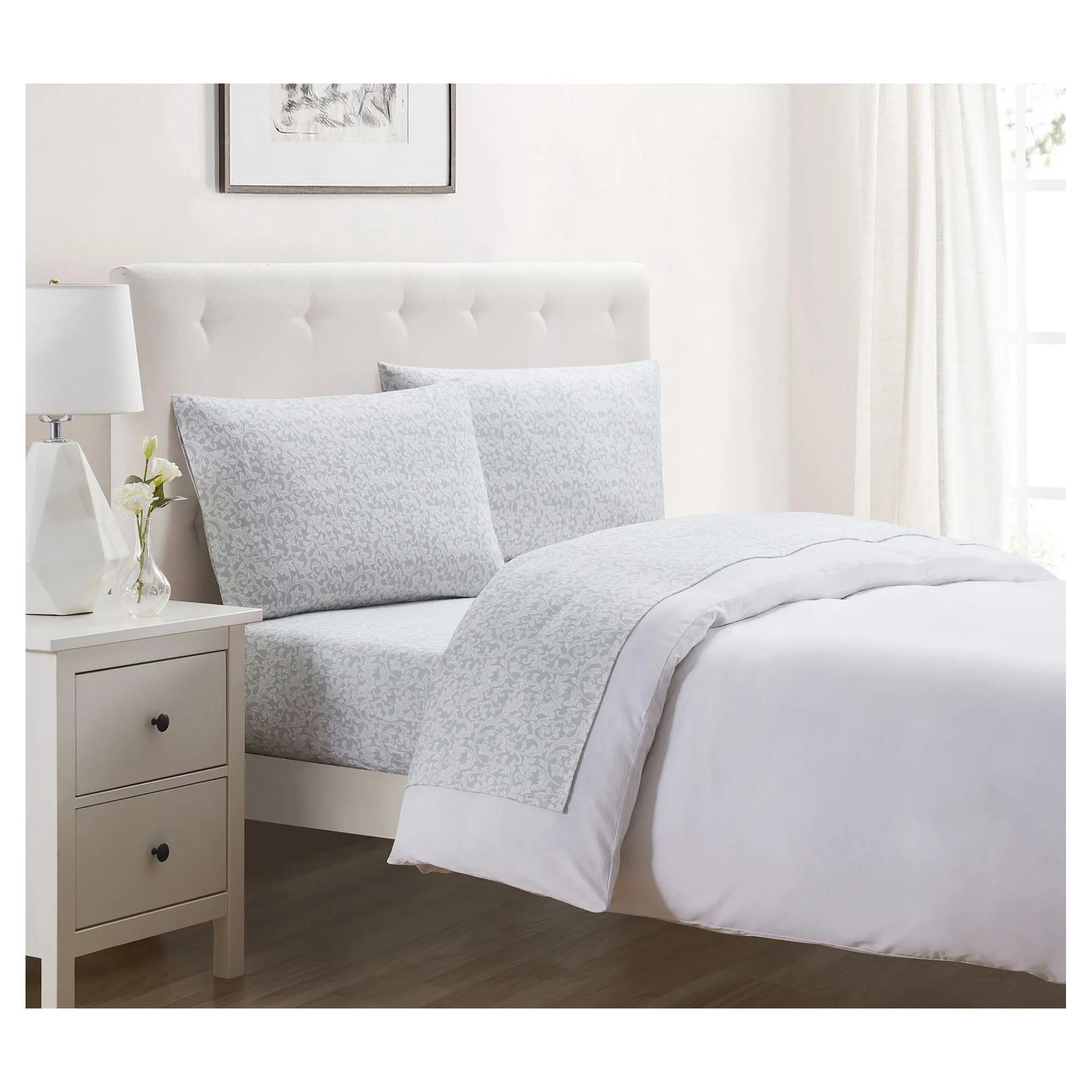 Tahari Home Scroll Triple Brushed Cotton SheetSet, Full