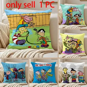 E-Ed Edd N Eddy Pillow Case Anti-dustmite Pillowcase Sofa Cushion Cover with Invisible Zipper Silky Short Plush Polyester Microfiber Fabric White Available in Standard Sizes for Home Bed Use