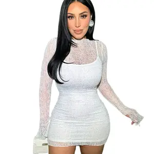 High Standards Mini Long Sleeve White Dress