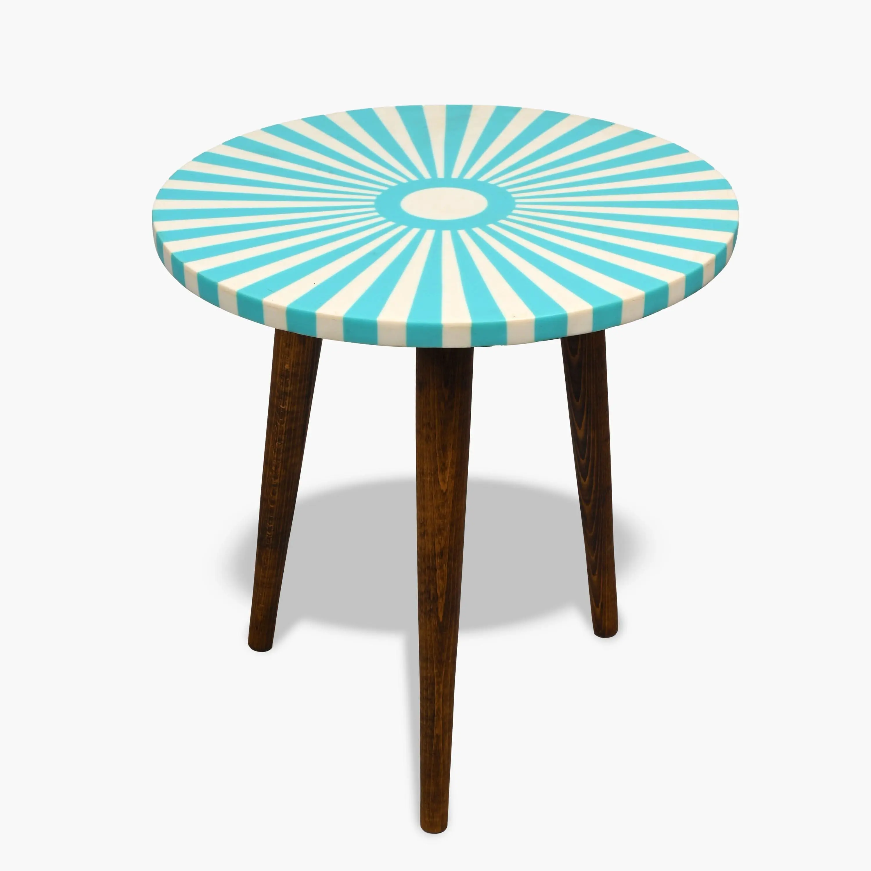 Handcrafted Moroccan Wooden Side Table - Exquisite Resin and Wood Craftsmanship