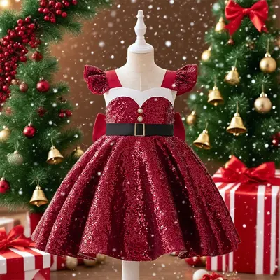 white christmas dresses Plus Size Xmas Christmas Holiday Festive Long Red Dress – Sugarplum Store main image 1