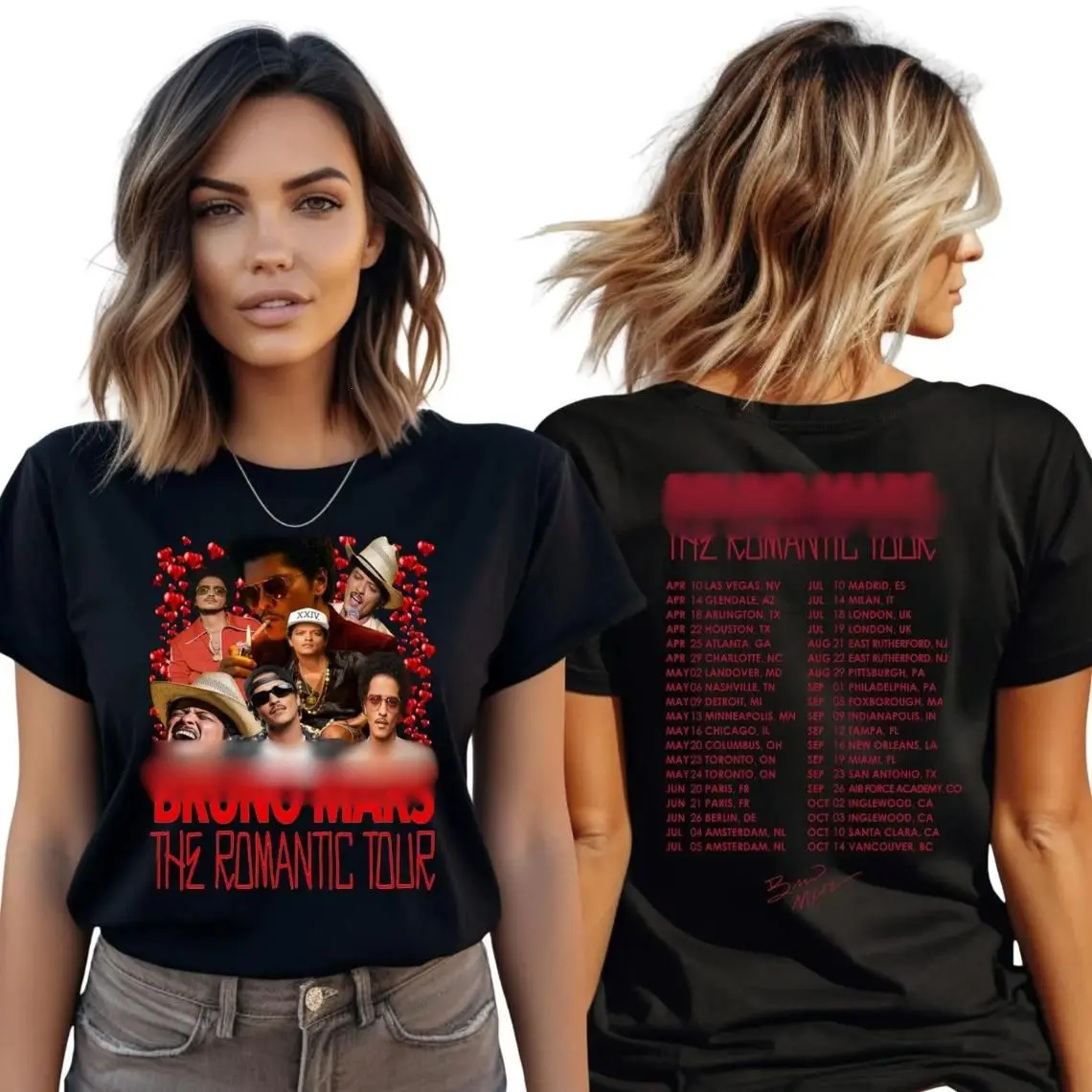 The Romantic Tour 2026 T-Shirt, Two Sided Graphic Tee with Tour Dates Back, Aesthetic Pop Music Shirt, Concert Outfit, Unisex Music Lover Gift