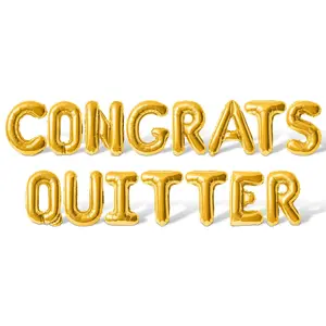 Letter Balloons - CONGRATS QUITTER 16" Inch Alphabet Letters Foil Mylar Balloon Retirement Party Banner