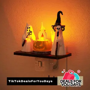 DORESSHOP Halloween Night Light, Ghost Campfire Nightlight Gift, Campfire Flickering Night Lights Plug into Wall, Halloween Decorations for Kids Adults