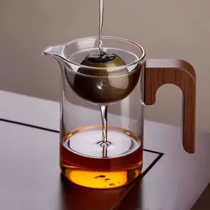 Tea Ball Glass Pitcher With Filter 350ml/11oz With Wooden Handle