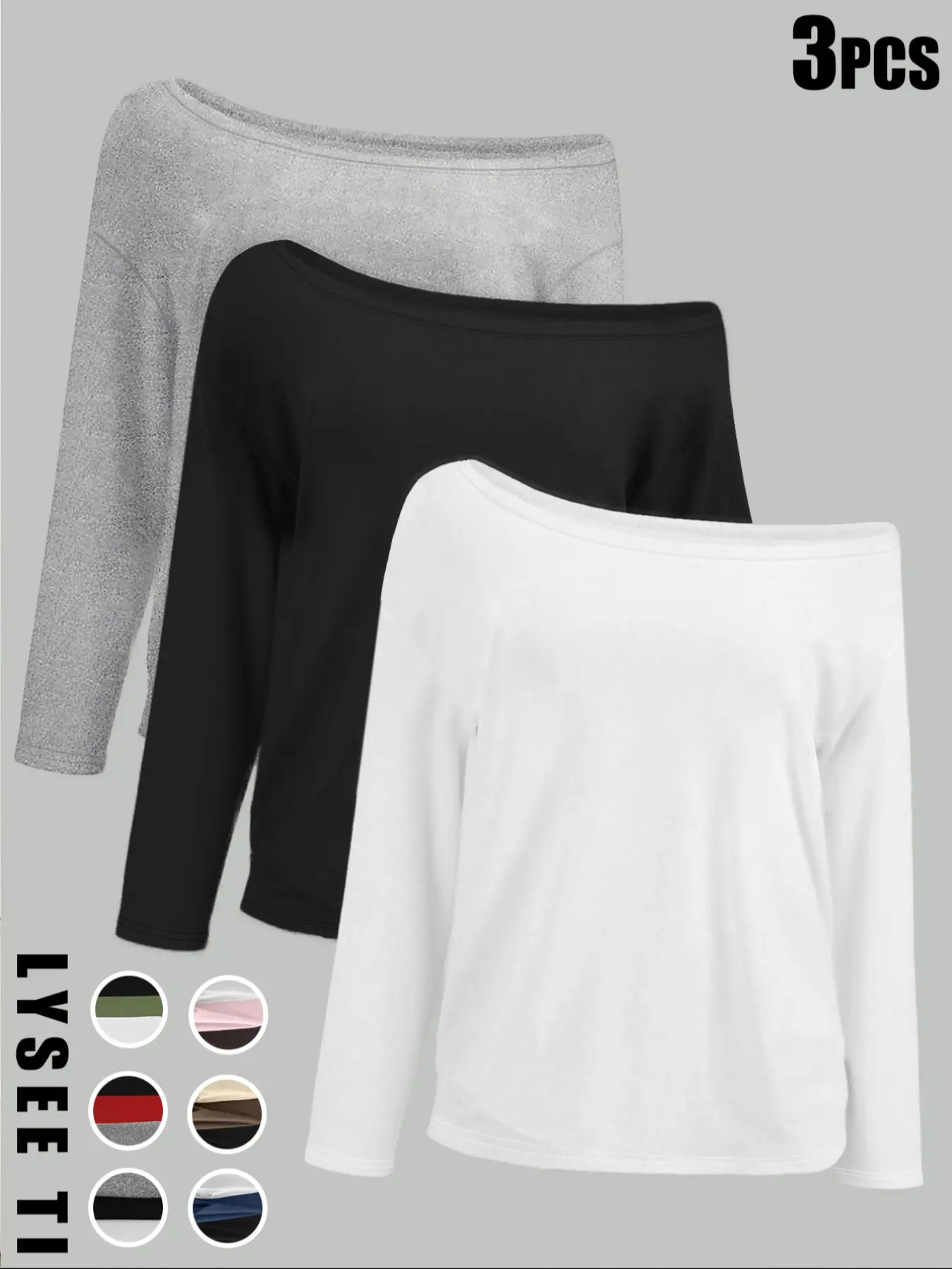 26 Valentine's Day 3pcs women's casual simple pullover, women's black, white, gray, multi-color three piece set, long sleeved top