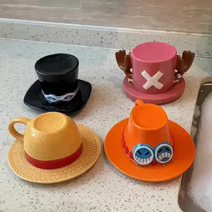 New One Piece Mug Ceramic Large Capacity Men'S Design Sense Water Cup For Home Use Road Flying Straw Hat Cup Desktop Decoration