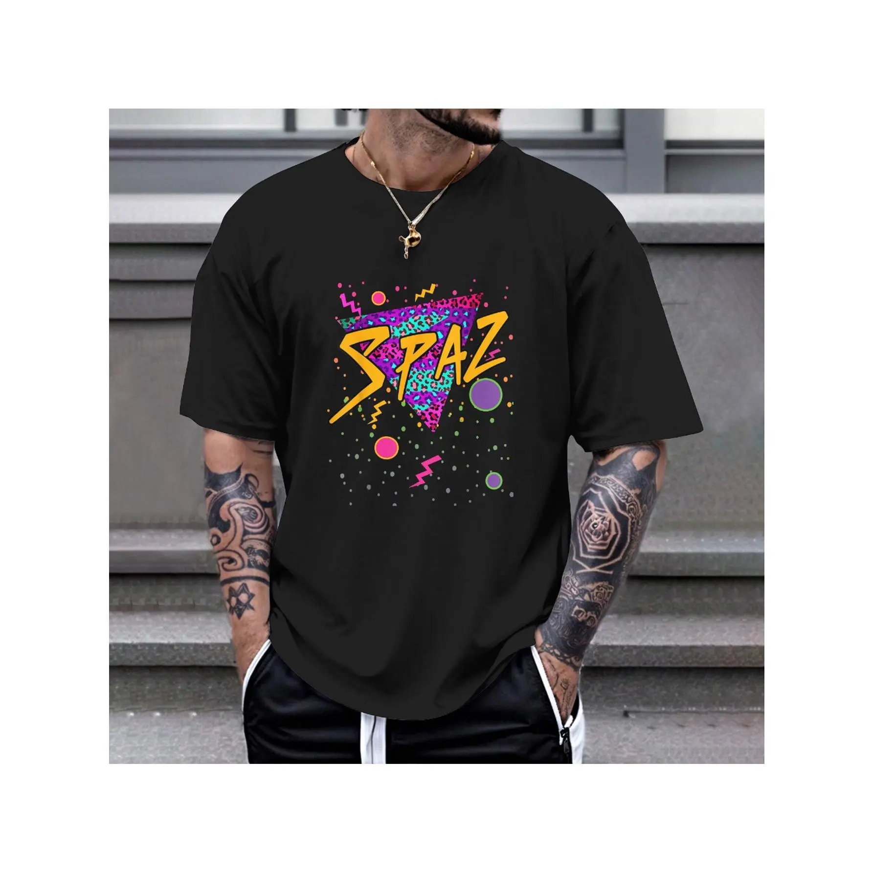 80s Funny Popular Sayings Spaz T-Shirt, 100% Cotton, Single Side