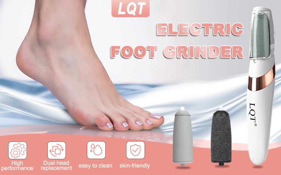 LQT Rechargeable Electric Foot Callus Remover, Portable Electronic Foot File with 2 Roller Heads, Effective Foot Care Tool for Dry Hard Cracked Skin，Rechargeable Foot , At-Home Pedicure for Smooth Feet, USB Charging, Dual Speed, Summer Ready