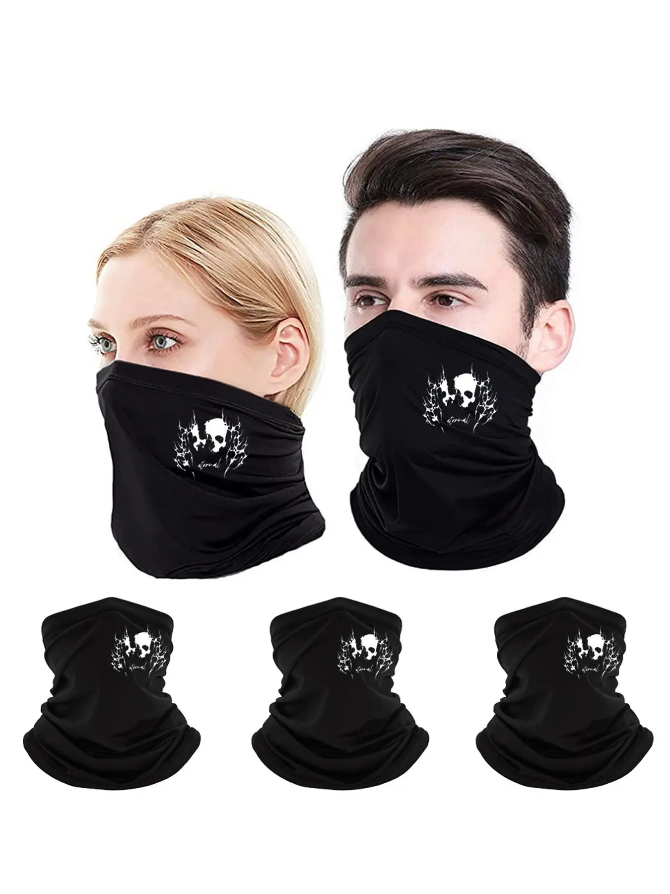 Skull Printing Face Mask, Breathable Windproof Neck Gaiters, Face Covering Balaclava, Fishing Running Masks, Windproof Bandana, Motorcycle Face Mask for Men & Women, Balaclava Mask Headwear