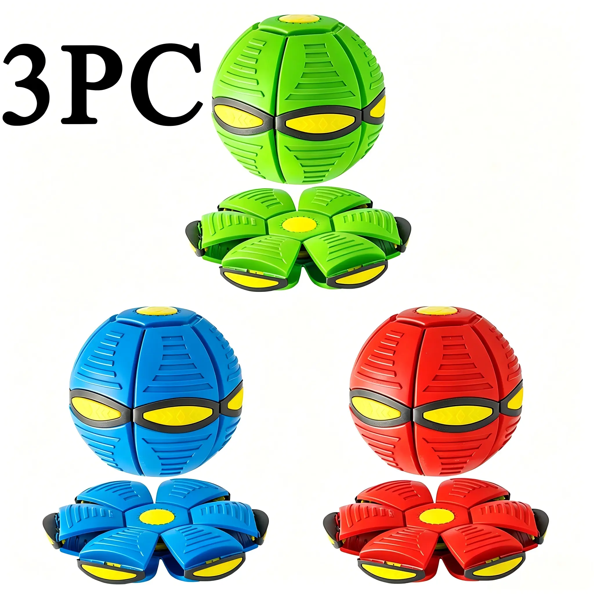 Magic Bouncing Ball with 6-Light Dual Form, 2-in-1 Flying Saucer Ball, Pop-Up Transform Interactive Bouncing Balls for Parent-Child Interaction Toys (Red/Pink/Green/Blue)