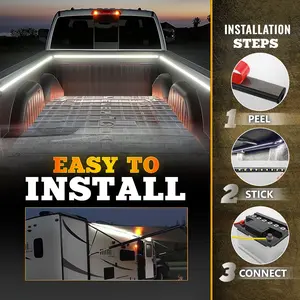 DIBMS 2PCS 12V  Trunk Bed Light LED, 6500K 60Inch Lamp Beads Lights Strip with on/Off Switch for Cargo Pickup Truck SUV RV Boat, Waterproof