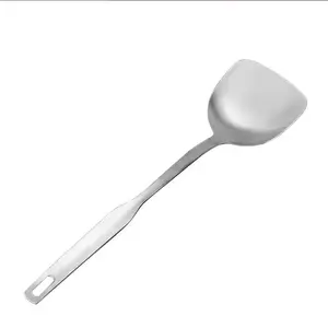Stainless Steel Cooking Spoon, Full Metal, Heat Resistant Long Handle, Durable Kitchen Tool, Ideal for Stir-Frying, Grilling, Frying