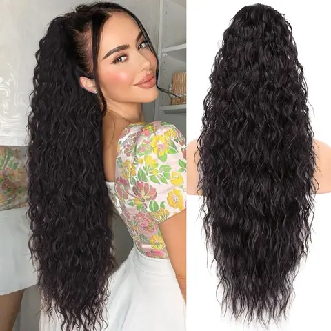 FXMONGYI 30 Inch Claw Long Wavy Ponytail Extension Curly Synthetic Hairpiece for Women Soft Natural Looking Clip in Hair Extensions Outdoorfun