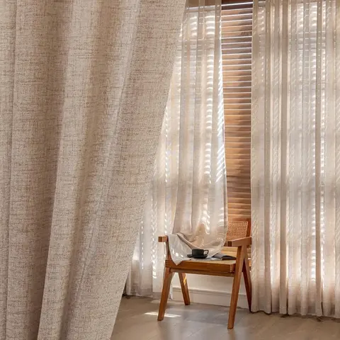 1pc Japanese Linen Sheer Window Curtain, Windproof Breathable Half-Shade Drapes, Lightweight Curtains for Bedroom Living Room Balcony, Minimalist Style Home Office Decor, Home Decoration Curtain, Curtain for Windows