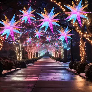 FUCHSUN 23 Inch 90 LED Moravian Star Light Christmas Tree Topper Color Changing 6 Modes Outdoor Ceiling Balcony Xmas Party Porch Yard Room Holiday Wedding Decoration IP44 Waterproof - Colorful