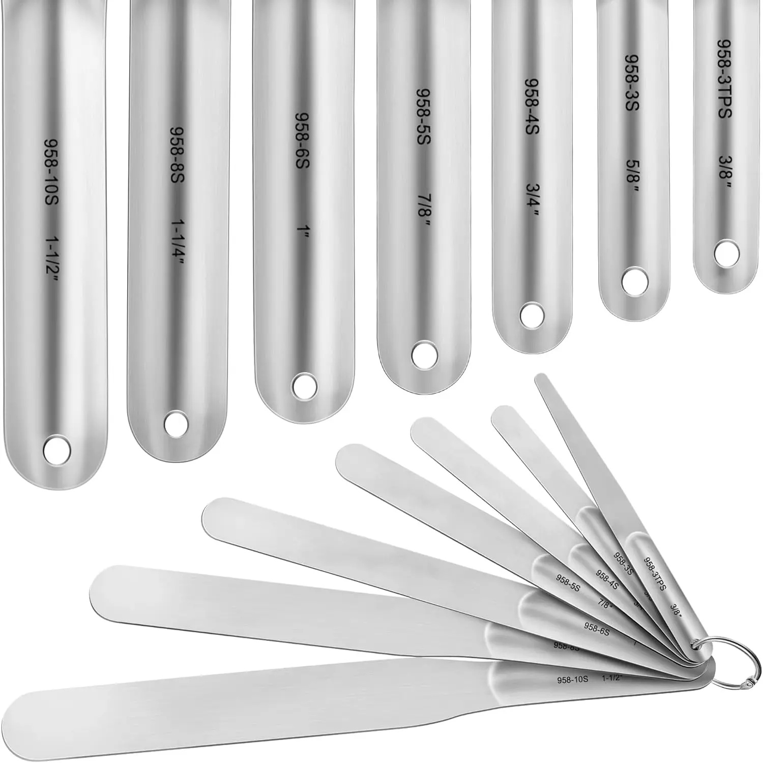 7 count Caulking Spatula Tool Set, Professional Stainless Steel Caulk Finishing Tools, Multifunctional Streamline Caulk Spatula, From 3/8" To 1-1/2", For Bathtub, Shower, Tile, Countertop