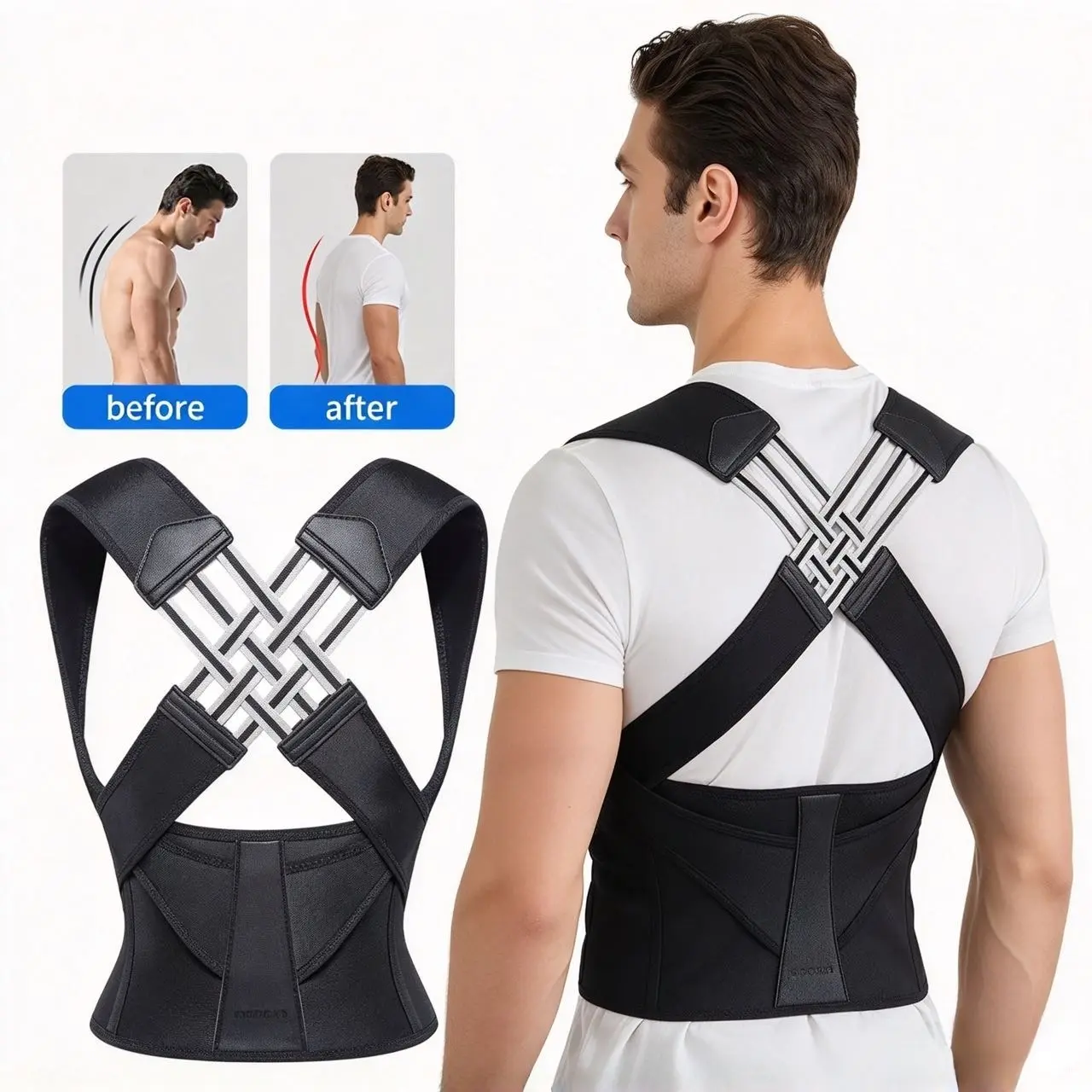 Adjustable Posture Corrector Back Brace Shoulder Straightener with Shoulder Support for Back Discomfort Relief for Men and Women