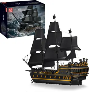 Mould King Large Pirates Ship Model Building Blocks Kits MOC Black Pearl Sailboat Construction Set 5266+ Pieces Compatible ABS Carbon Fiber Materials Easy Assembly Decorative Piece for Bedroom Study Office