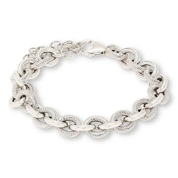 Bellezza Bronze Textured and Polished Oval Link Bracelet