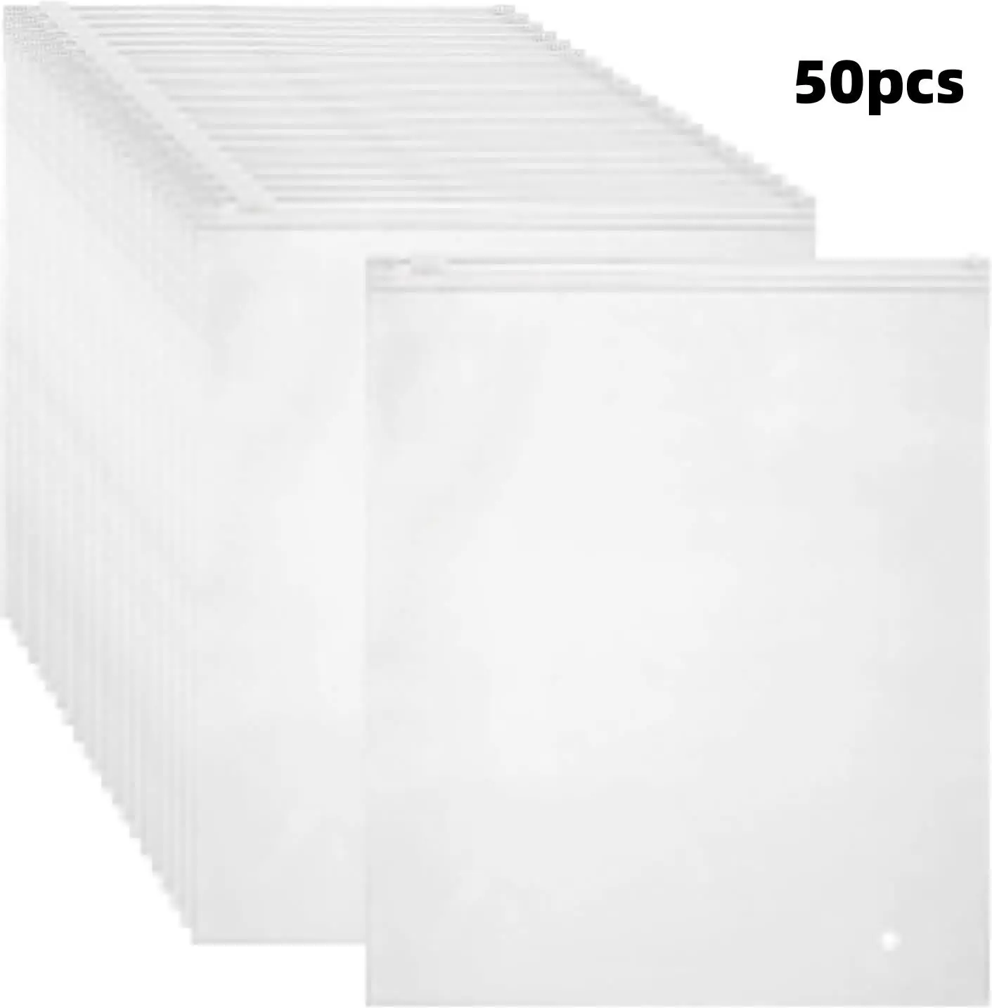 Pack of 50 Frosted Zipper Bags for Clothes, 13.78x15.75 inch Plastic Bags for Sweaters, Hoodies, Women Shoe, Sewing Projects Packaging, 3 Mil with Vent Hole (2 Gallon)