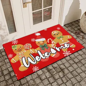 1Pc Welcome, Christmas Gingerbread Man Silica Mud Anti-Slip Water-Absorbing Door Mat For Indoor And Outdoor Use Kitchen  Dining Room Bathroom Bedroom And Holiday Home Decor