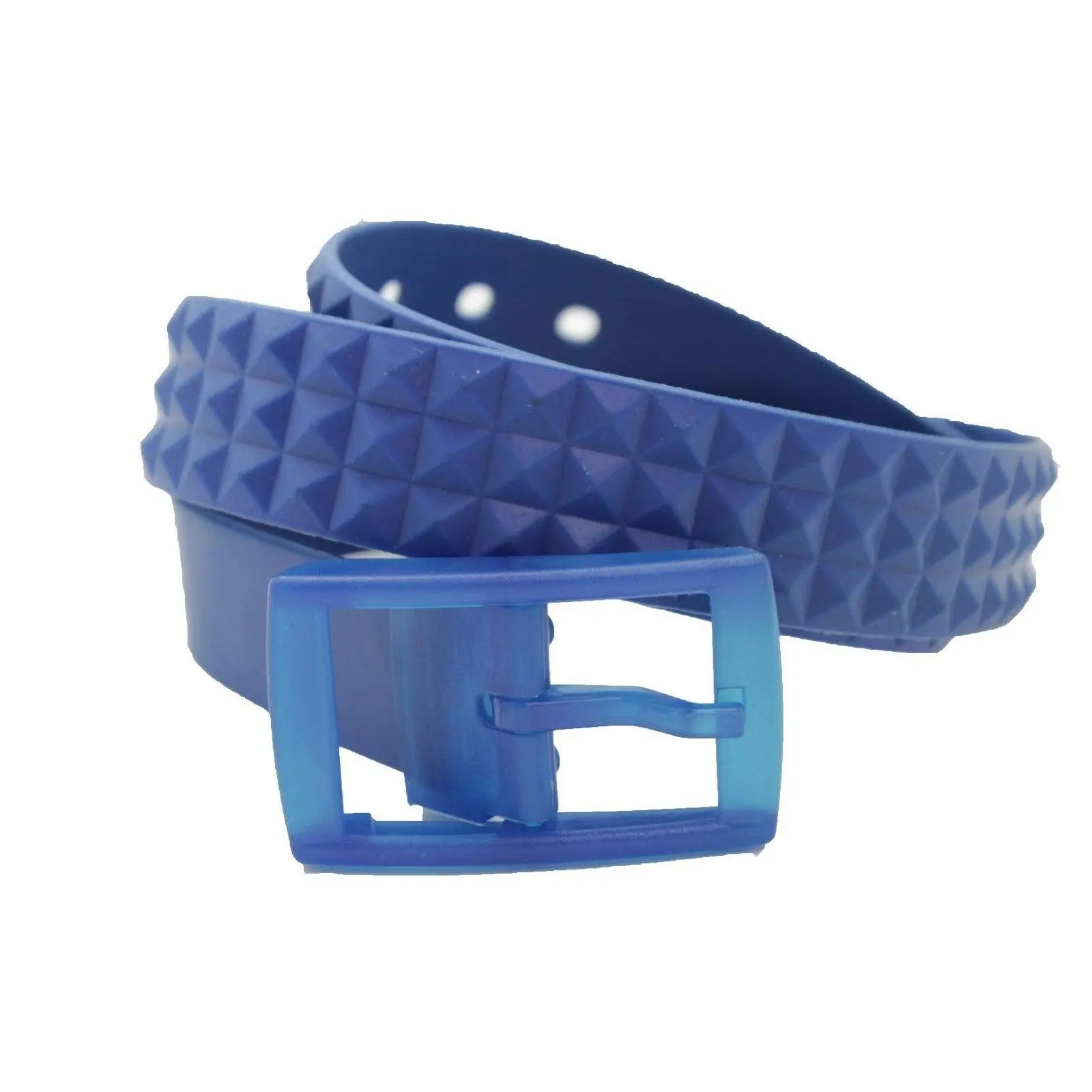 TFJ Women Rubber Fashion Belt Navy Blue Plastic Buckle One Size Fits All XXS XS S M L XL
