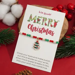 Shinus Boho Christmas Stocking Stuffer Crystal Candy Seed Beaded Bracelets Set for Women Boho Handmade Romantic Colorful Stretch Accessories Charms Tree Jewelry Daily Party Holiday Friendship Gift for her adjustable fashion accessory