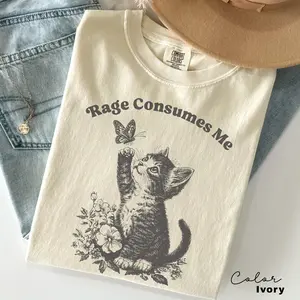 Comfort Colors Rage Consumes Me Shirt, Cute Cat Meme T-Shirt, Funny Sarcastic Kitten Tee