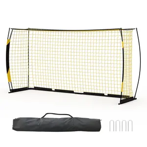 3-In-1 Soccer Rebounder Net & Goal for Backyard, 12x6 FT Ultra-Responsive Trainer with Durable Metal Base, Portable Soccer Practice Equipment for Passing & Ball Control, Solo/Team Training Net with Carry Bag