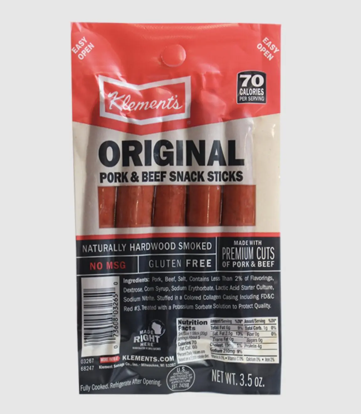 Original Flavored Beef & Pork Snack Sticks - Healthy, High-Protein, Gluten Free Dried Meat Snacks - 3.5 oz. (5 Pack)